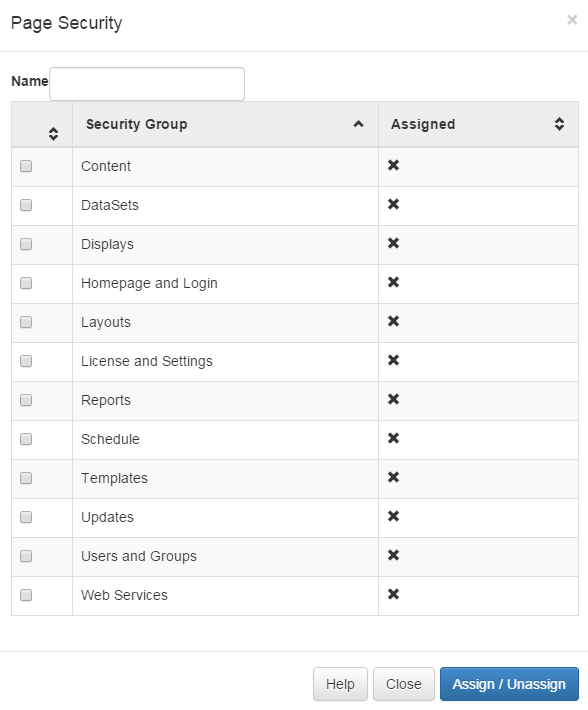 Page Security Form